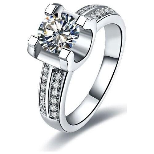 1Ct Oxhead Style Test Positive D Color VVS1 Moissanite Women Ring Solid 14K White Gold Prolonged Last Quality Jewelry