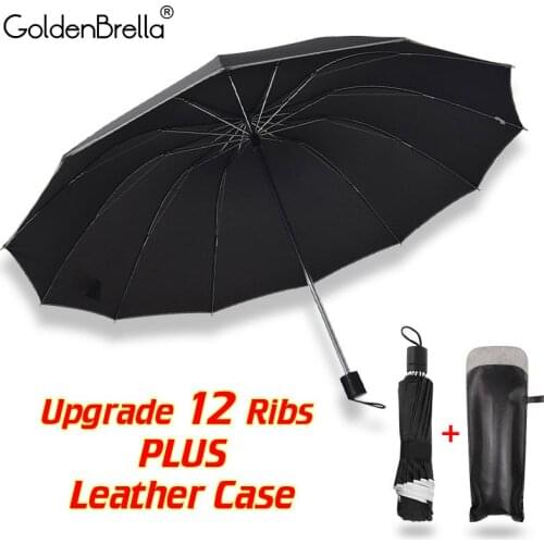 12K Big Umbrella Men Rain Women Windproof Large Paraguas Male Women Sun 3 Folding Reflective safety Business Umbrella Outdoor
