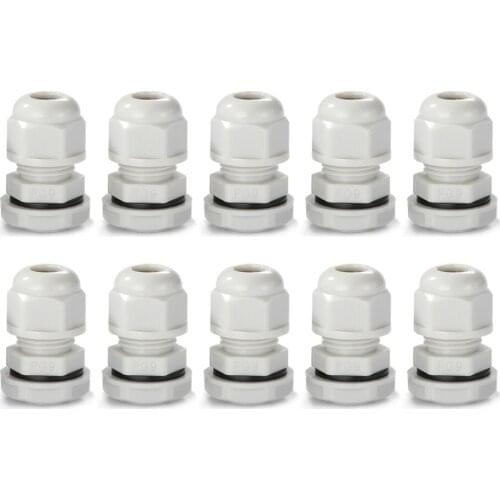 10PCS PG9 Cable Waterproof Connector Plastic Nylon Cable Fixed Head White and Black Colors Optional