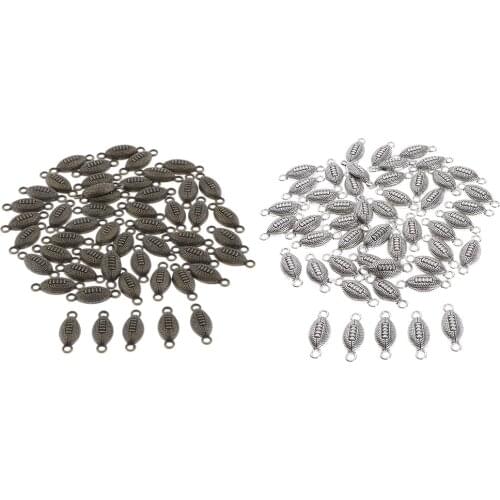20pcs Vintage Craft Mini Rugby Shape Charms Connector Pendants Beads for Crafts