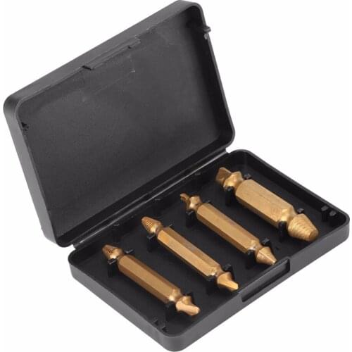 Titanium-Plated Four Sets of High Speed Steel S2 Double-Headed Broken Head Screw Screw Extractor Removal Tool Screwdriver Bit