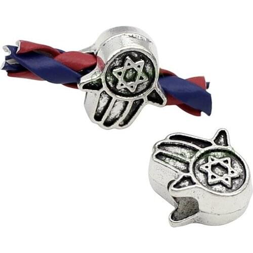 40pcs-Antique Silver Hamsa Hand Beads 13x12x7mm