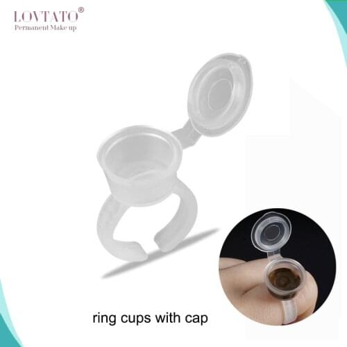Tattoo Accesories Ring Cup With Cap Professional Pigment Ink Tattoo Cups Caps With Anti-overflow Cover Holder Container 50pcs