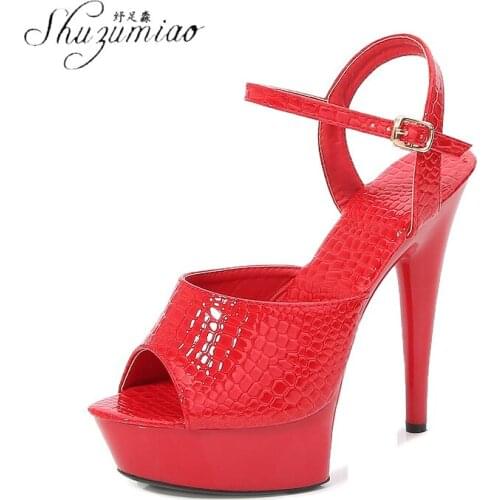 SHUZUMIAO 2021 Serpentine High Heels Sandals Summer Sexy Ankle Strap Open Toe Party Dress 13CM Platform Gladiator Women Shoes 43