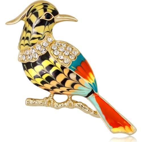 New Arrival Drop Oil Bird Shape Crystal Brooches Mental Brooch Pins for Girls Women Party Jewelry Gifts
