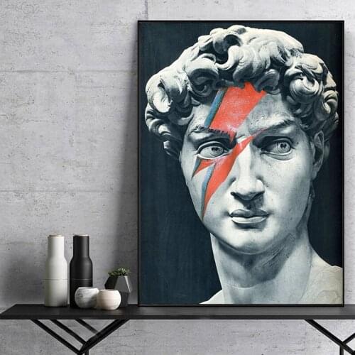 Black White Sculpture of David Head Canvas Paintings on The Wall Art Posters and Prints Wall Art Canvas Pictures for Living Room