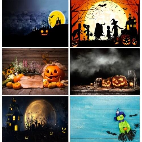 SHENGYONGBAO Halloween Photography Backgrounds Castle Ghost Pumpkin Photo Backdrops For Photo Studio Props Decor 20813WSJ-01