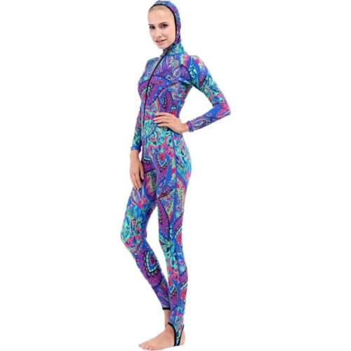 Women Wetsuit Scuba Diving Skin Rash Guard Swimming Snorkeling Surfing Long Sleeve Hooded Full Wetsuits Jellyfish XS - XXL