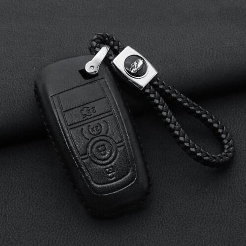 Leather Car Key Case Sewing Key Protection Cover for 18-20 Ford Mustang Car Accessories
