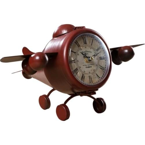 Retro airplane model clocks home clocks creative living room study bedroom clock desk clock desktop ornaments WF