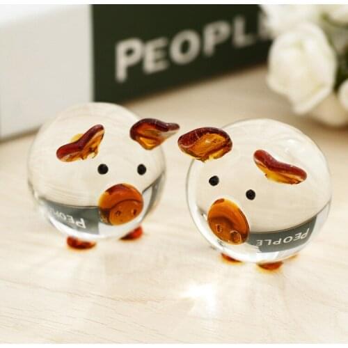Quevinal NEW Home Furniture Wedding Crafts Souvenirs Christmas Crystal Glass Animal Pig Miniature Figurines Bauble Ornaments