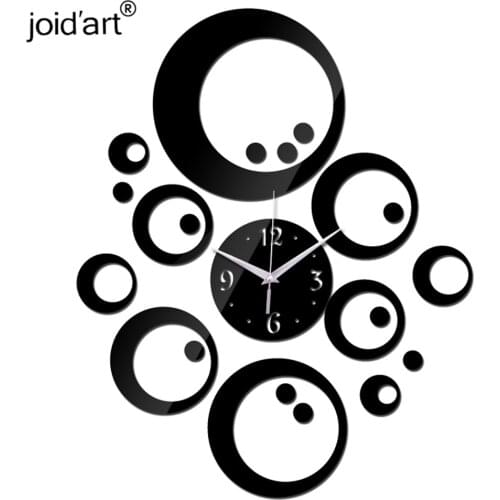 2020 new hot sale 3d wall clock home decoration Quartz Geometric diy crystal mirror art kids modern design watch