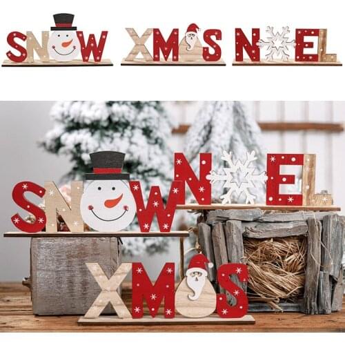 New Christmas Decorations for Home Wooden Letter Santa Claus Ornaments Xmas Home Dinner Party Table Decor WarmChristmas Decorati