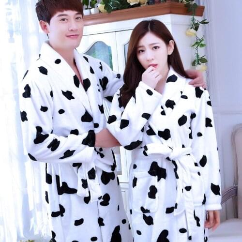 New Plush Robe Adult Couples Long Sleeve Lovely Male Female Sleepwear Bath Pajamas Dressing Gowns for Women Bathrobe B-5953