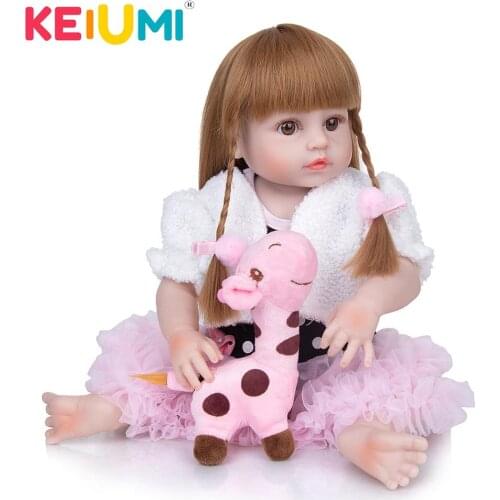 Original KEIUMI 19 Inch Full Silicone Reborn Baby Dolls DIY Hair Style Bebe Girl Doll Toys Gift For Childs Birthday XAMS