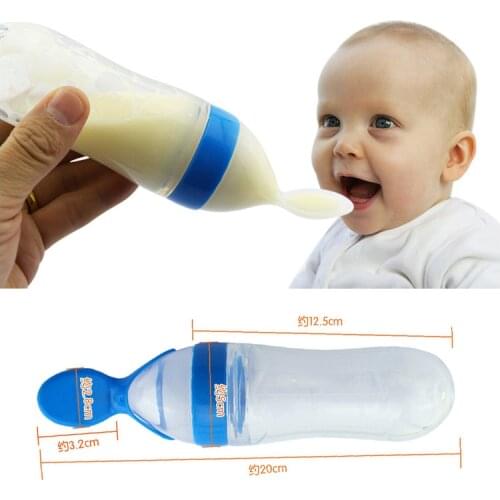 Nipple Type Utensils Silicone Extrusion Complementary Magical Device Feeding Spoon Single hand Squeezing Rice Cereal Spoon