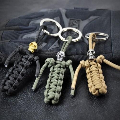 Nylon Rope Chain Corn Knot Ornament Falling Knife Keychain Lanyard DIY Tool EDC Camouflage Flashlight Tail Rope Knot Buckle