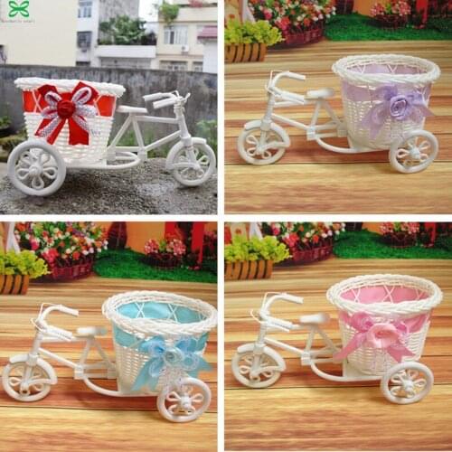 Rattan Trolley Flower Basket Weaving Tricycle Shooting Props Background Creative Boutique Bicycle Decoration Pendulum Jewelry