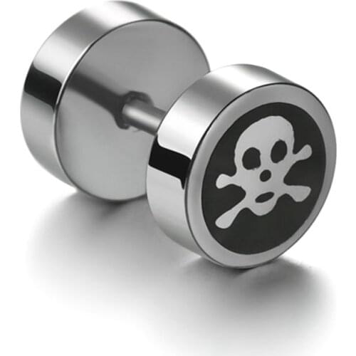 New Trend Pop Punk Titanium Steel Skull Stud Earrings for Men Women Gothic Fashion Party Jewelry Gift