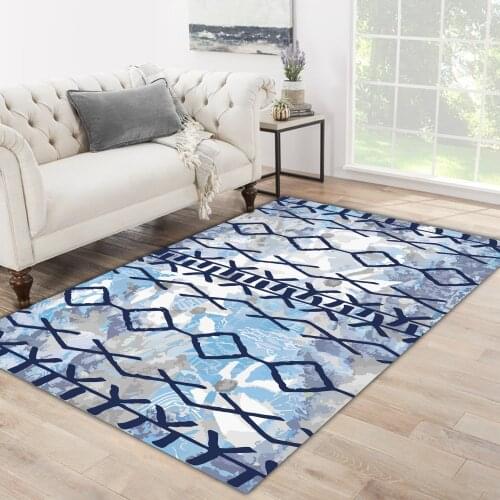 Blue white color shape navy blue quadrangle line patterned carpet modern carpet living room carpet free shipping soft textured