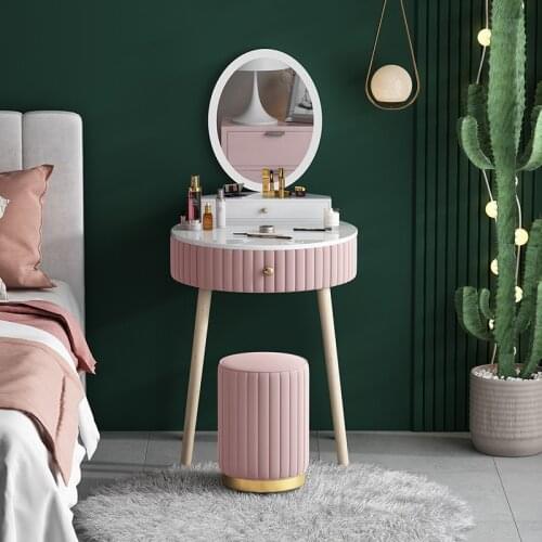 Nordic Bedroom Modern Stylish Simple Dresser Small Apartment Paint Multi-color Large-capacity Makeup Table Soft Velvet Stool