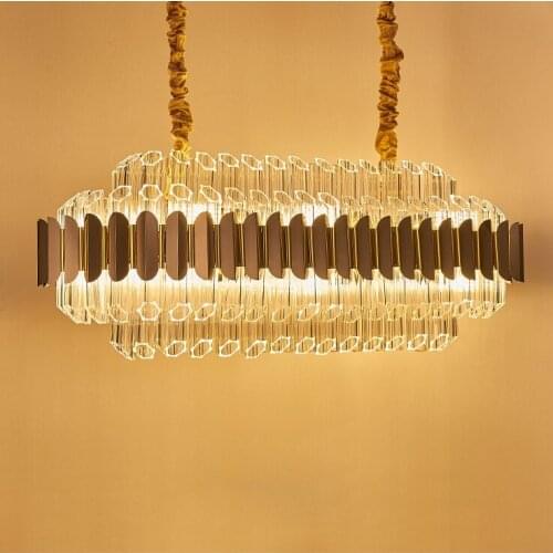 LED Postmodern Oval Crystal Art Deco Designer LED Chandelier Lighting Lustre Suspension Luminaire Lampen For Foyer