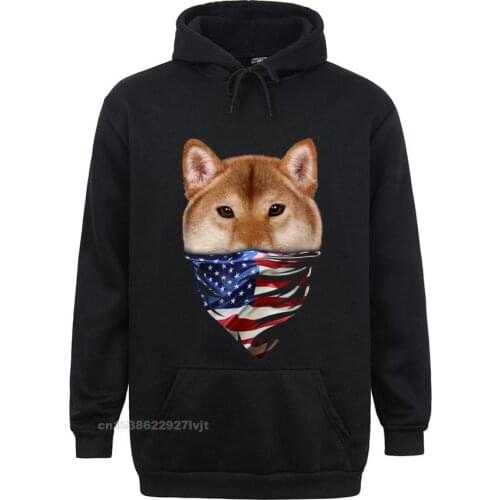 Hoodie Shiba Inu Dog W Patriotic America Bandana Flag USA Tops Hoodie Prevalent Casual Cotton Mens Hooded Hoodies Casual