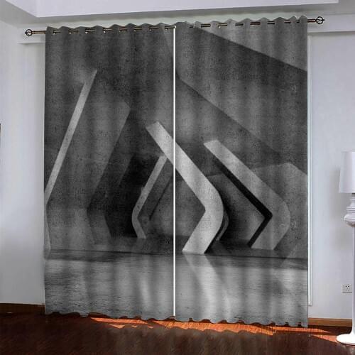 Three-dimensional space curtains Popular modern minimalist 3d curtains black and white curtains blackout curtains
