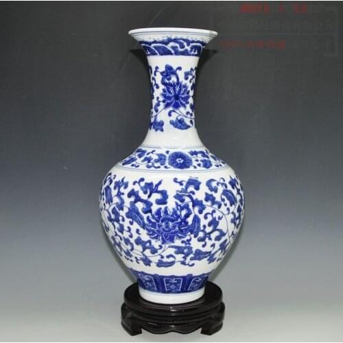 Oriental antique blue and white porcelain ceramic vase for home decoration