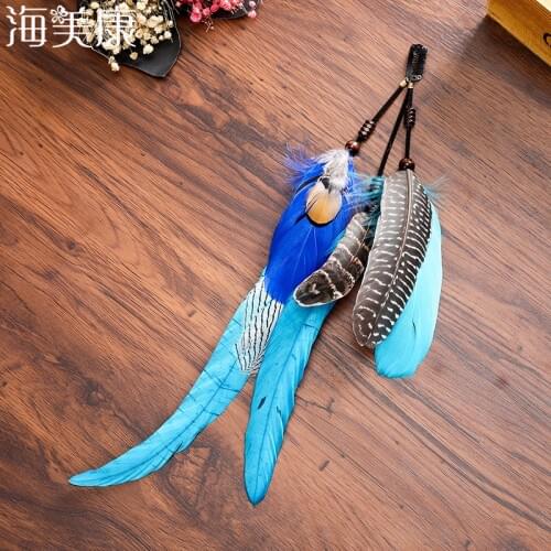 Haimeikang Women Feather Clip Headband Novelty Headdress Tribal Hair Rope Headpieces Hippie Party Fashion New Headwear