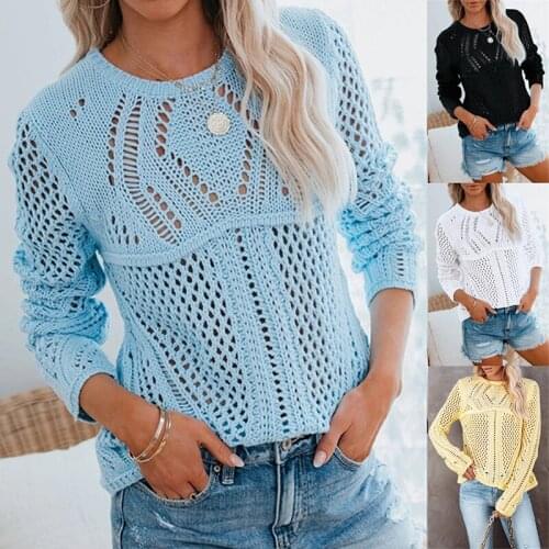 Women Elegant Knitted Sweater Wamen Solid Round Neck Pullover Winter Autumn Spring Fashion Woman Clothing Top 2021