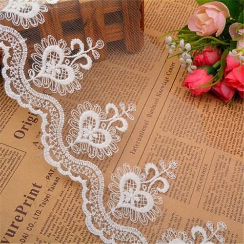 5yards/lot Width 10cm Off White cotton embroidered mesh lace fabrics,Free Shipping