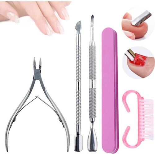 6-3Pcs Dead Skin Scissors Nail Clippers Nail File Nail Art Buffer File Block Cleaning Brush Medicure Pedicure Set Nail Tools