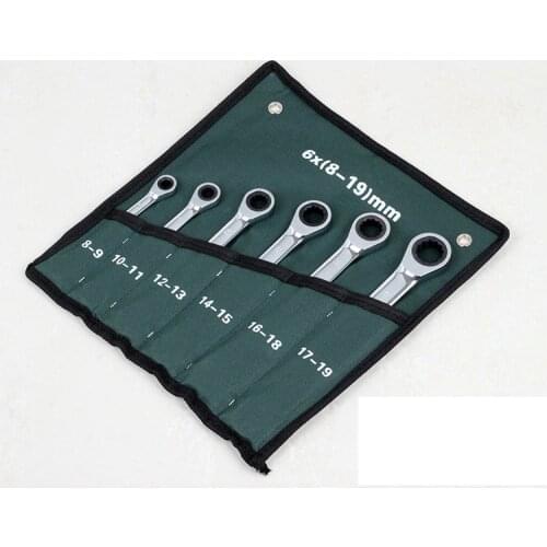 6pcs Double box end heads ratchet wrench spanner,auto truck repairing, tire repair tools