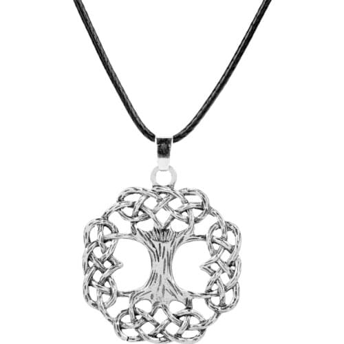 Hollow Tree Of Life Amulet Necklace Knot Round Pendant Necklace Rope Chain Jewelry Colar Accessories