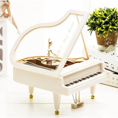 Large Creative Rotation Dance Little Girl Piano Music Boxes Music Box Decoration Crafts Children Students Valentines Day Gift