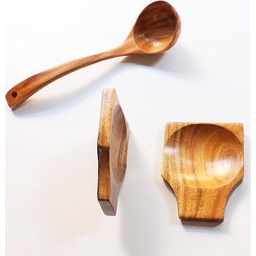 2 Pcs Wood Spoon Rest Kitchen Wooden Spoon Holder for Stovetop for Spatulas Spoons Tongs More