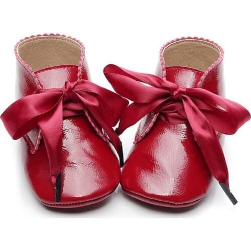 Baby Girl PU Leather Shoes Non-slip Lace Soft Shoes Prewalker Walking Toddler Kids Shoes