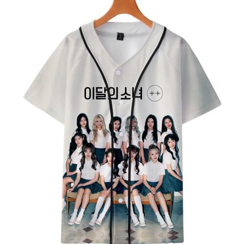KPOP LOONA Tshirt Women Men Summer Short Sleeve Hip Hop Tops T-shirt Women Female Fans Baseball T Shirt Women brand Clothes