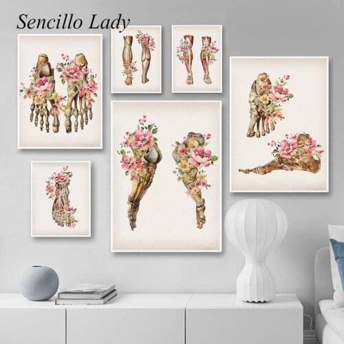 Flower Anatomy Medical Canvas Painting Muscle Bone Skeleton Vintage Poster Wall Art Print Picture Modern Living Room Decoration