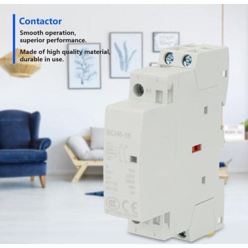 2P Contactor 16A 220V/230V AC Contactor 1NO 1NC 50/60HZ Din Rail Household AC Contactor