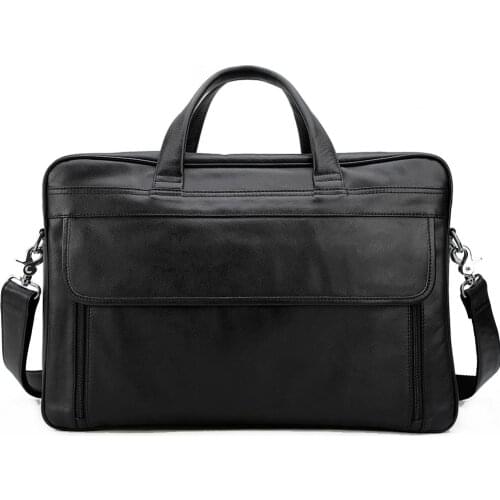 Tiding Tire Cowhid Leather Briefcase Mens Business Bag Handbag 17 inch Laptop Bags Shoulder Messenger Bags Black 1338