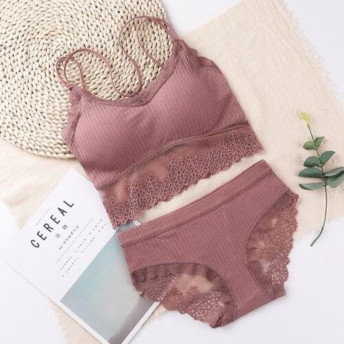 Lace Women Bra And Panty Set Push Up Bra Crop Top Sexy Underwear Lace Brief Seamless Bras For Women Lingerie Set