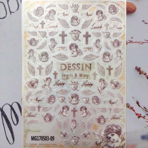 Fashion Hot Selling All Seasons for Women Girls 9*15cm Japanese Style Glue Adhesive Nail Stickers Baby Angels Nail Decals Gifts