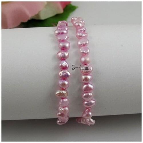 Unique Pearls jewellery Store,Small Size 3-4mm Nice Pink Genuine Freshwater Pearl Loose Bead 34cm One String Loose Pearl Jewelry