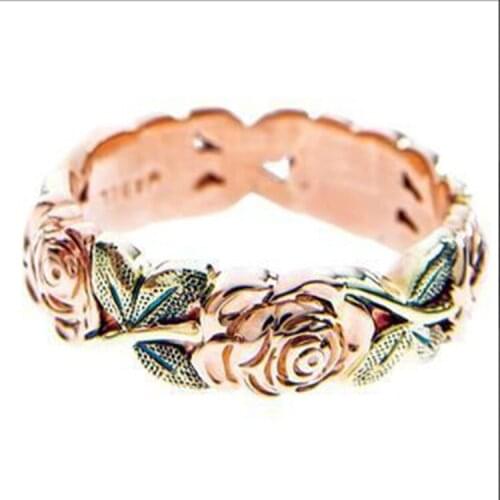 Milangirl Ladies Female Fashion Retro Irregular Full Circle Gold Rose Surround Ring European and American Girls Jewelry