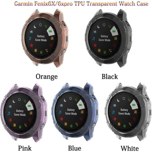 Full Coverage Soft Colorful TPU Case for Garmin Fenix6X / 6xpro Watch 2019 Clear Ultra-thin Shell Frame for Garmin Watch