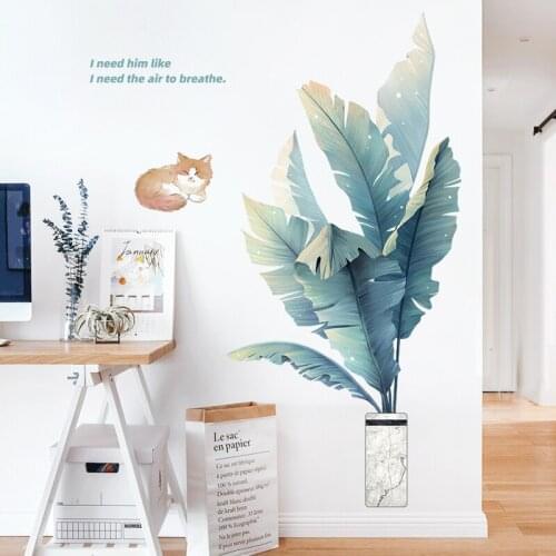 Small Fresh Wall Stickers Green Plants Bedroom Furniture Bedside Decoration Wallpaper Door Paste Self-adhesive
