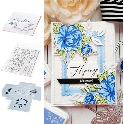 New 2021 Flower Box Letter Metal Cutting Dies and Silicone Stamps Stencil DIY Scrapbooking Paper Handmade Album Stamp Die Sheets
