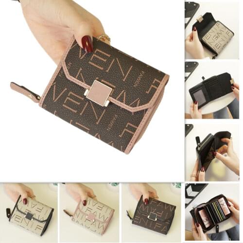 2021 new fashion leather womens small wallet female short wallet leather cowhide multi-card position card wallet wallet purse